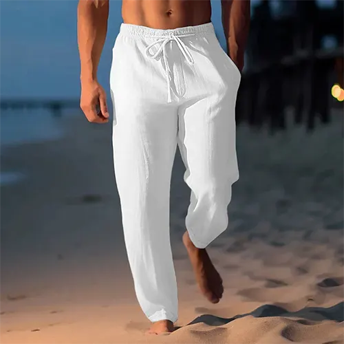 Daan - Casual Linnen Broek Heren met Elastische Taille en Trekkoord