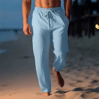 Daan - Casual Linnen Broek Heren met Elastische Taille en Trekkoord