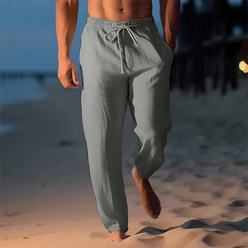 Daan - Casual Linnen Broek Heren met Elastische Taille en Trekkoord