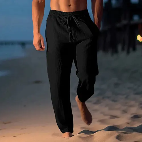 Daan - Casual Linnen Broek Heren met Elastische Taille en Trekkoord