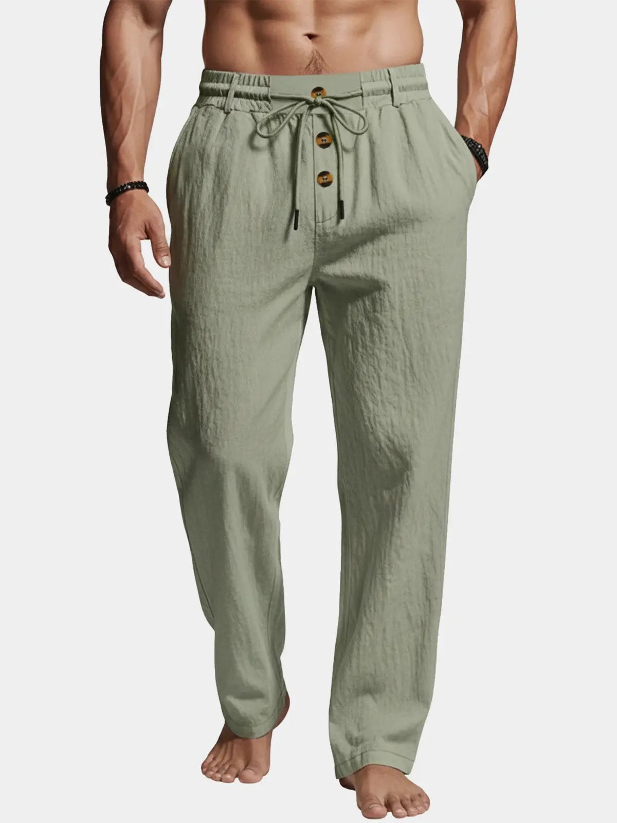 Daan - Casual Linnen Broek Heren met Trekkoord en Elastische Tailleband