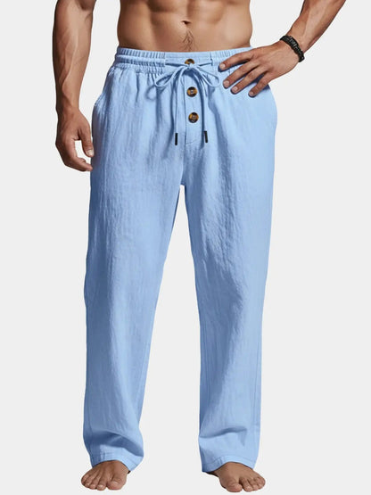 Daan - Casual Linnen Broek Heren met Trekkoord en Elastische Tailleband