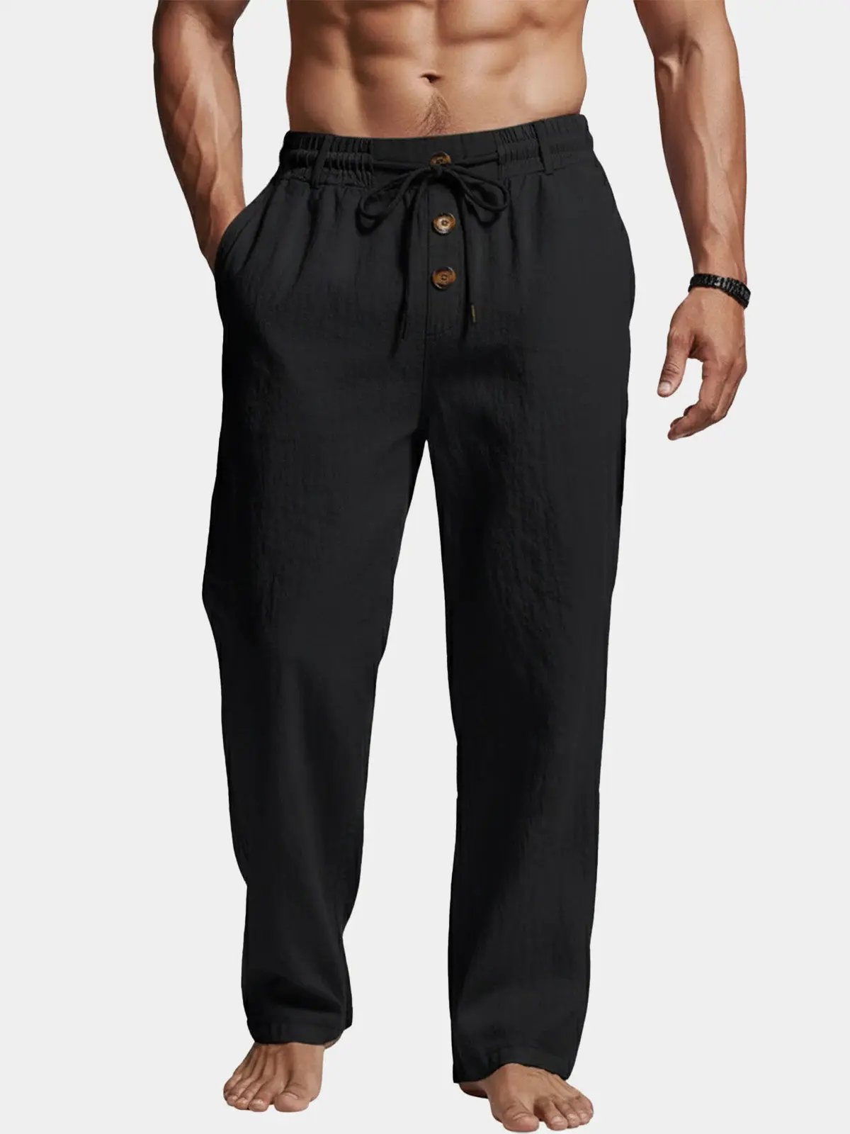 Daan - Casual Linnen Broek Heren met Trekkoord en Elastische Tailleband
