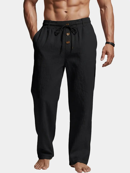 Daan - Casual Linnen Broek Heren met Trekkoord en Elastische Tailleband
