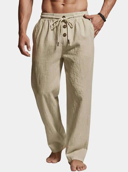 Daan - Casual Linnen Broek Heren met Trekkoord en Elastische Tailleband