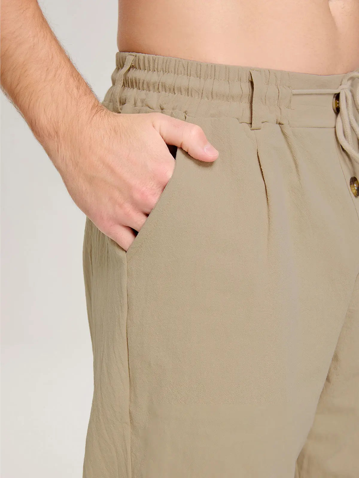 Daan - Casual Linnen Broek Heren met Trekkoord en Elastische Tailleband