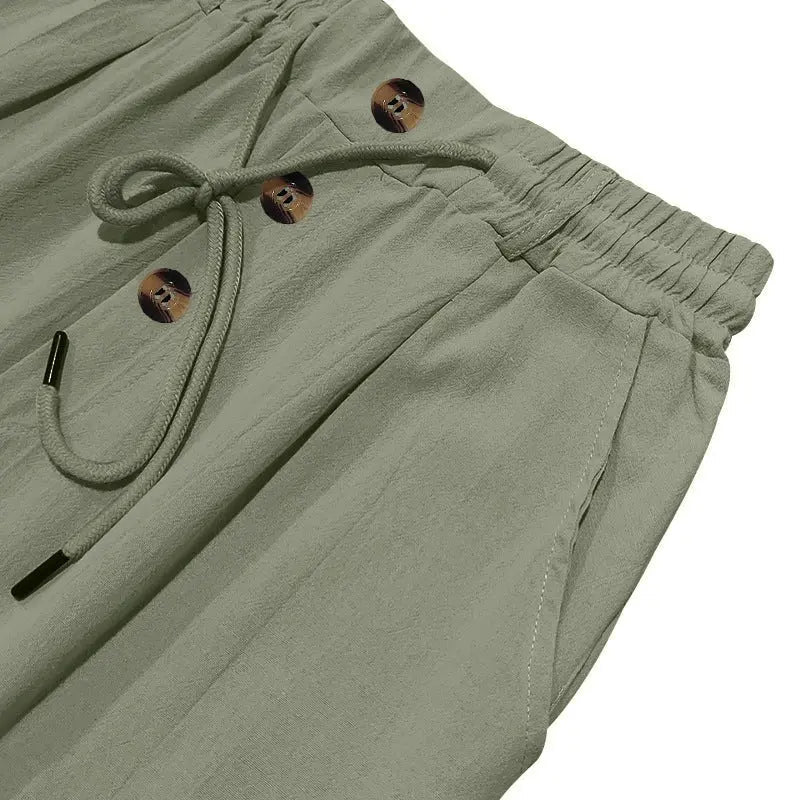 Daan - Casual Linnen Broek Heren met Trekkoord en Elastische Tailleband