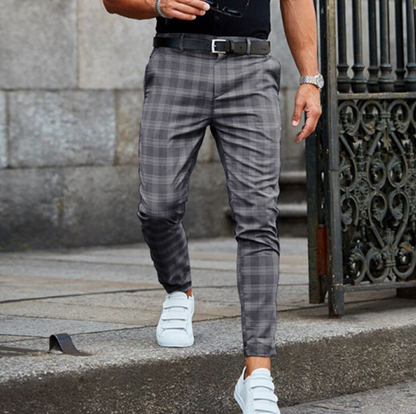 Daan - Heren Chino Broek Stretch Geruit Smart Casual met Tapse Pijp