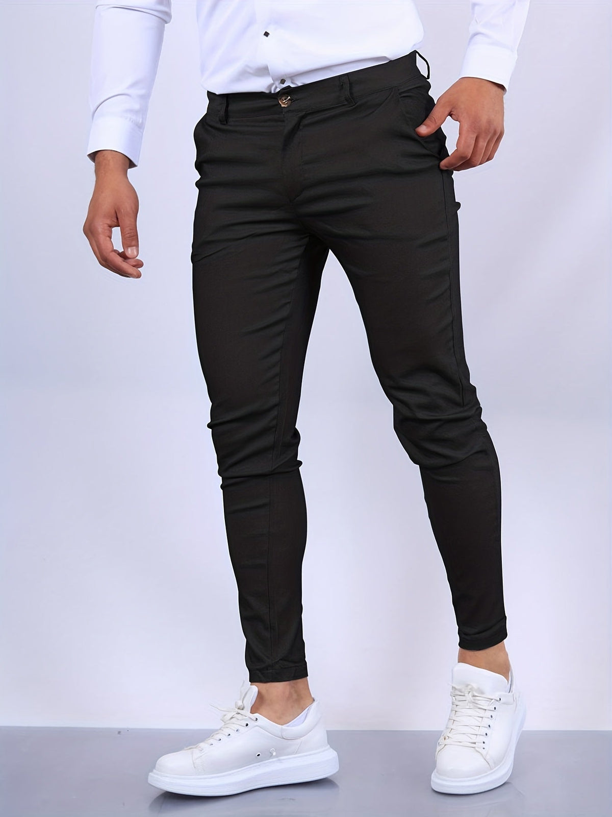 Daan - Heren Chino Slim Fit Casual Smart met Steekzakken en Riemlussen