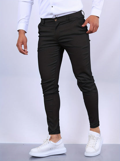 Daan - Heren Chino Slim Fit Casual Smart met Steekzakken en Riemlussen