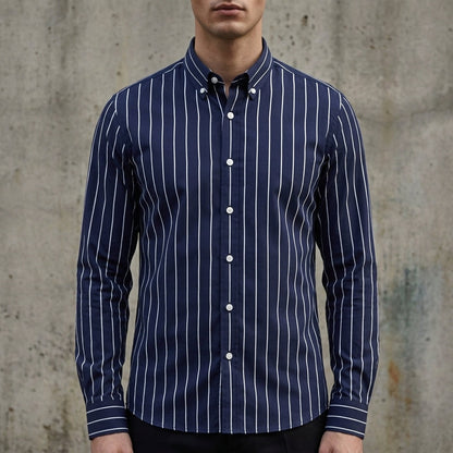 Daan - Heren Overhemd Slim Fit met Lange Mouwen en Verticale Strepen