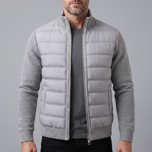 Daan - Heren Pufferjas Fleece Stijl met Gebreide Mouwen en Opstaande Kraag