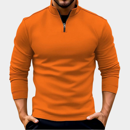 Daan - Heren Quarter Zip Trui met Opstaande Kraag en Slim Fit Pasvorm