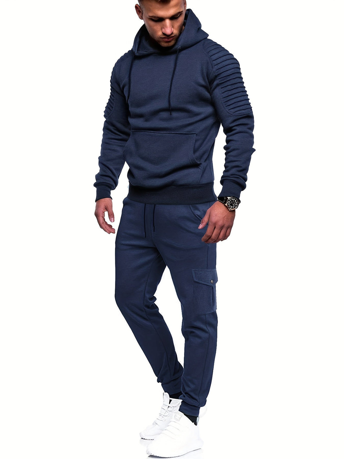 Daan - Heren Trainingspak Hoodie Comfortabel met Joggingbroek en Cargozak