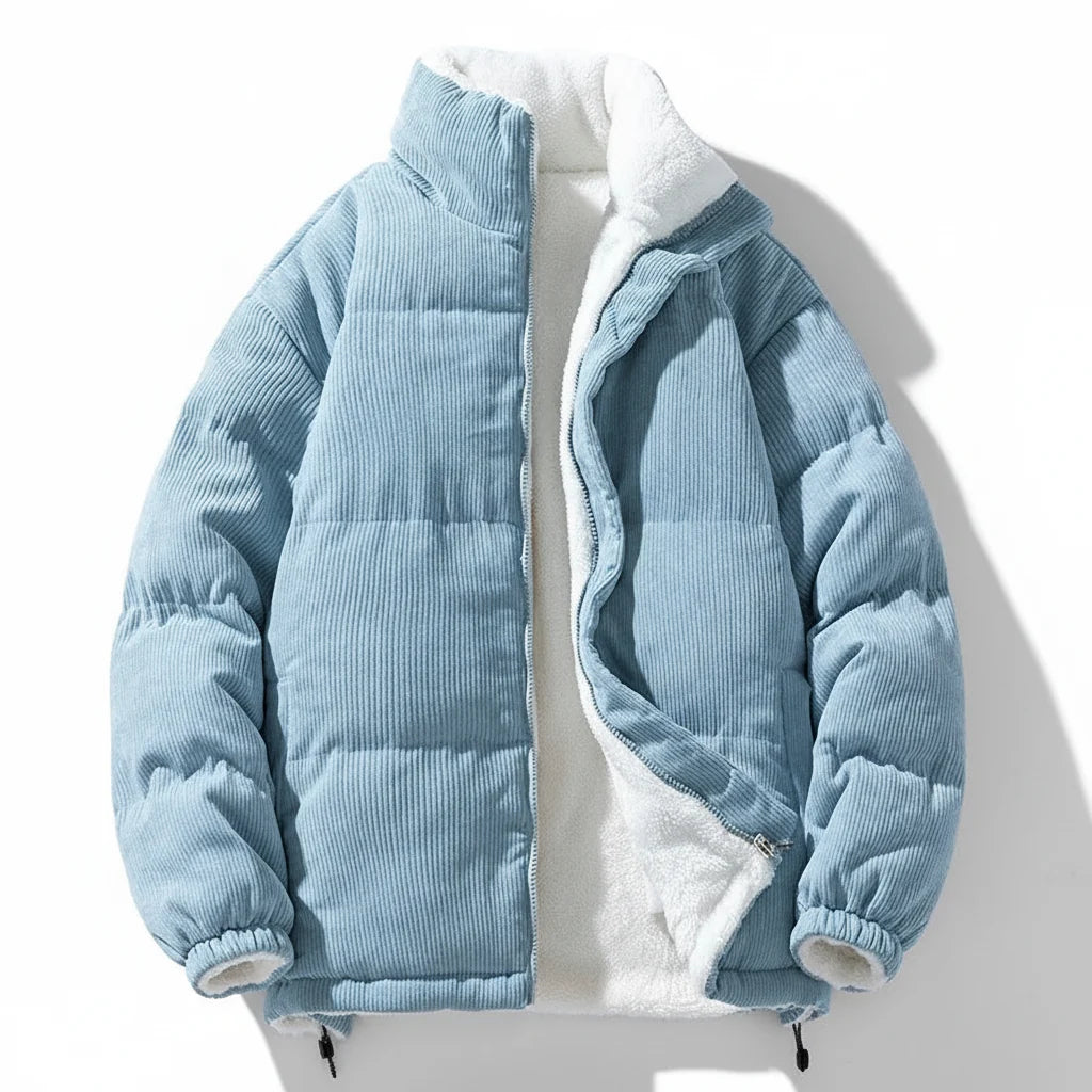 Daan - Heren Winterjas Corduroy Stijl Gewatteerd met Fleecevoering