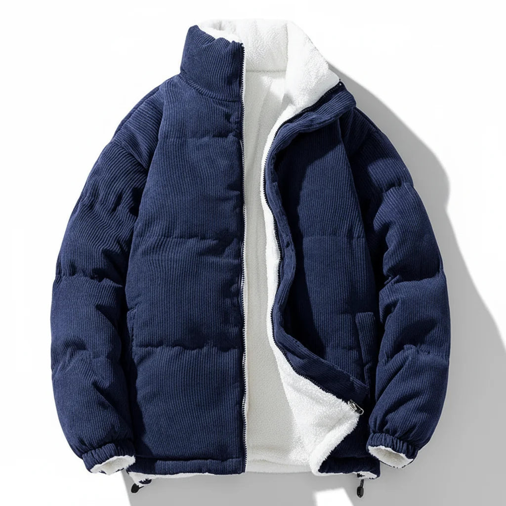 Daan - Heren Winterjas Corduroy Stijl Gewatteerd met Fleecevoering