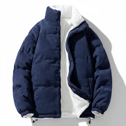 Daan - Heren Winterjas Corduroy Stijl Gewatteerd met Fleecevoering