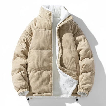 Daan - Heren Winterjas Corduroy Stijl Gewatteerd met Fleecevoering