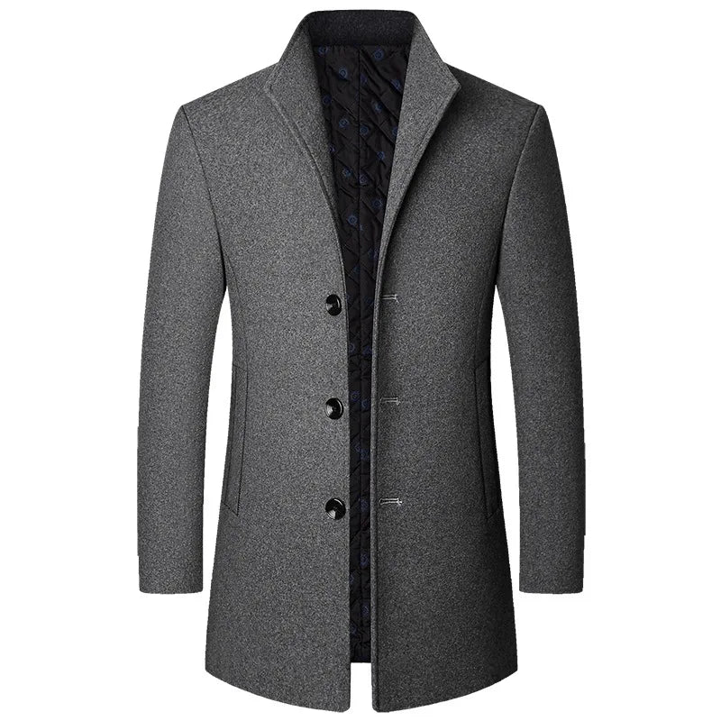 Daan - Heren Winterjas Lang Casual Smart met Gewatteerde Voering en Kraag