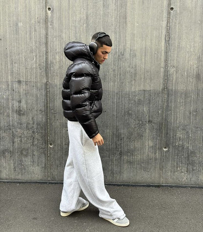 Daan - Heren Winterjas Puffer Model met Capuchon en Glanzende Afwerking