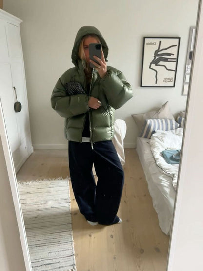 Daan - Heren Winterjas Puffer Model met Capuchon en Glanzende Afwerking