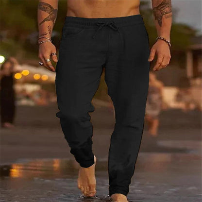 Daan - Stoere Linnen Broek Heren met Elastische Taille en Koordjes