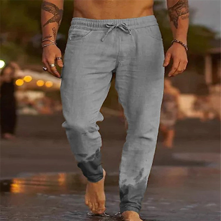 Daan - Stoere Linnen Broek Heren met Elastische Taille en Koordjes