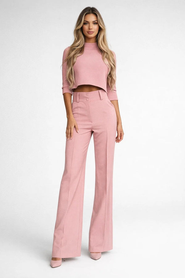 Co-ord Set Dames - Crop Top met Wijde Broek | Elegant