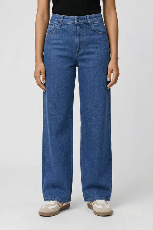 Jeans Dames - Wide Leg High Waist met Rechte Pijp