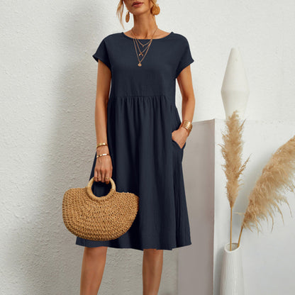 Jurk Dames - Korte Mouwen met Geplooide Taille | Zomer