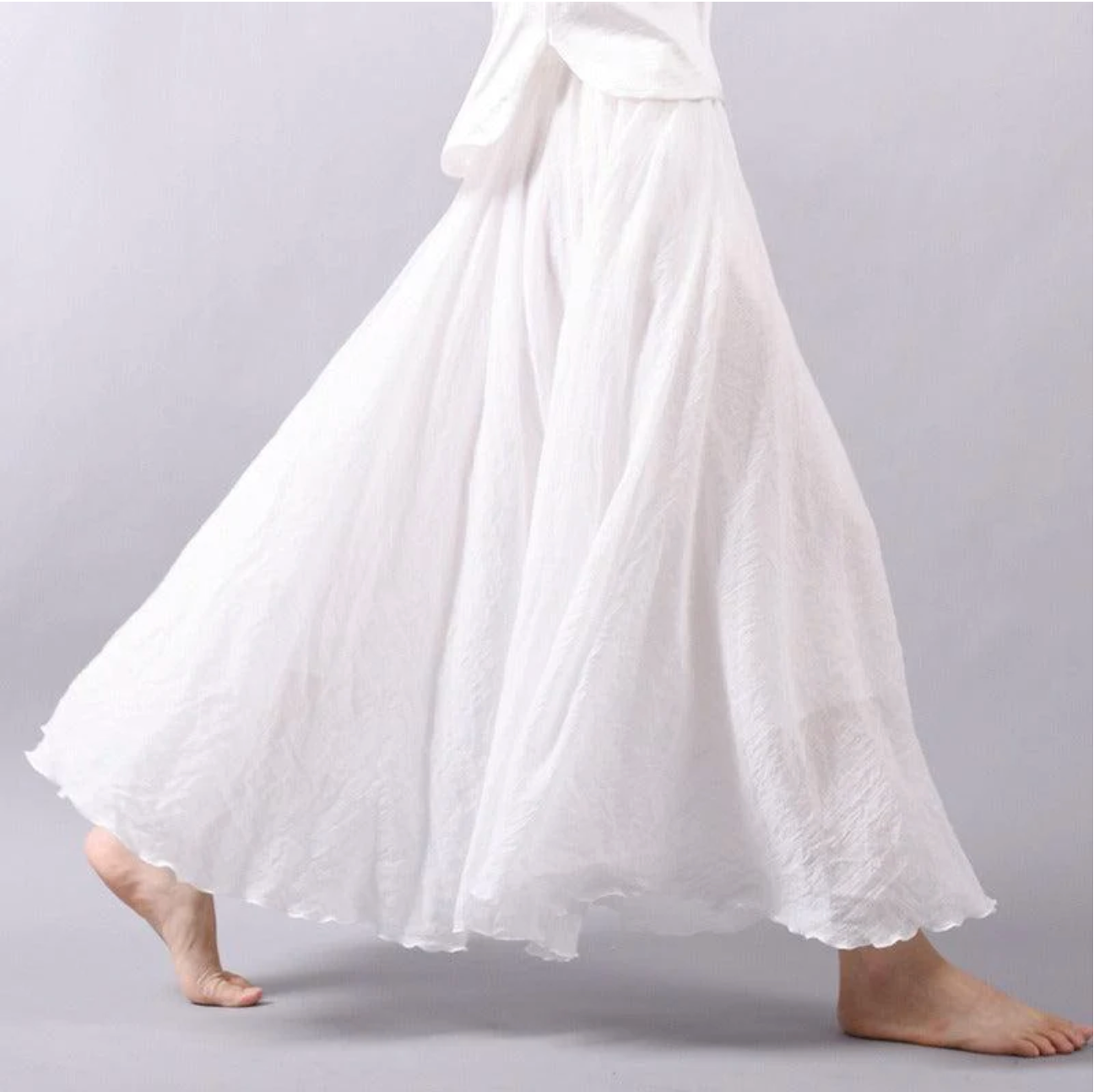 Esmee - Romantische Linnen Maxi Rok Dames met Wijde Rok en Elastische Tailleband