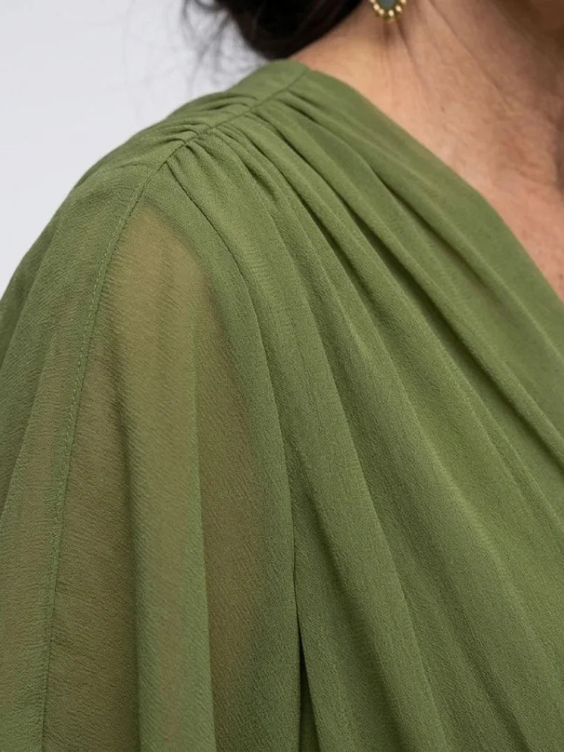 Eva - Chique Bruiloft Gast Jurk Dames met V-hals en Strikceintuur voor een Elegante Look