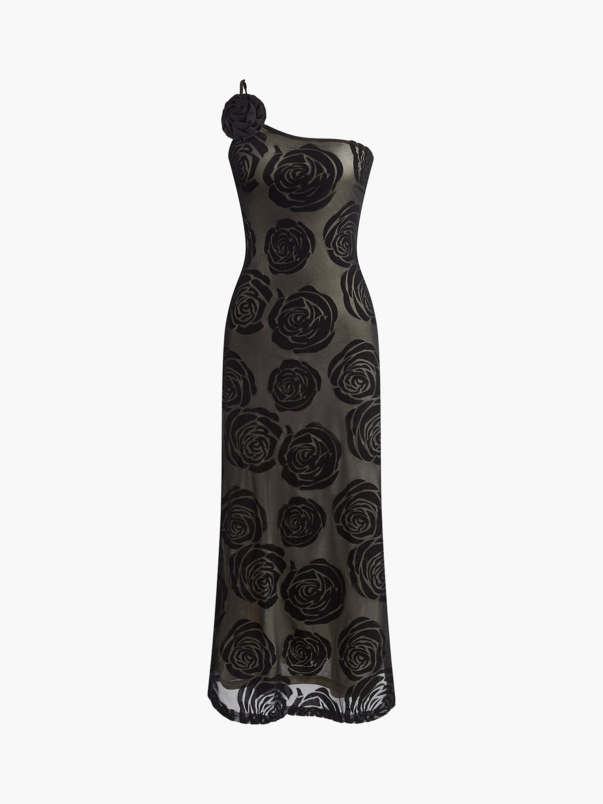 Eva - Chique Bruiloft Gastenjurk Dames One Shoulder met Bloemenapplicaties en Maxi Lengte