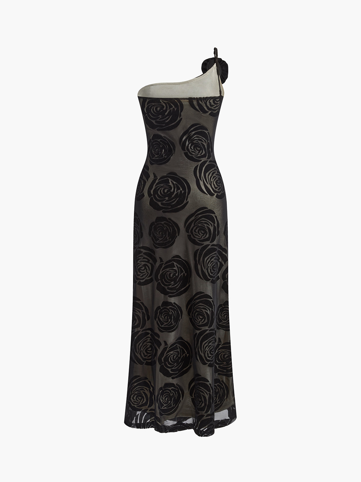 Eva - Chique Bruiloft Gastenjurk Dames One Shoulder met Bloemenapplicaties en Maxi Lengte