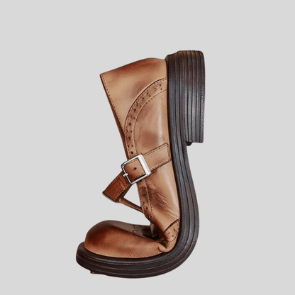 Eva - Comfortabele Orthopedische Damesschoenen met Gespsluiting en Brogue Details