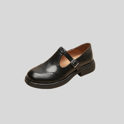 Eva - Comfortabele Orthopedische Damesschoenen met Gespsluiting en Brogue Details