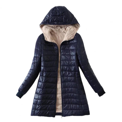 Eva - Dames Lange Winterjas Puffer Waterdicht met Fleecevoering en Capuchon