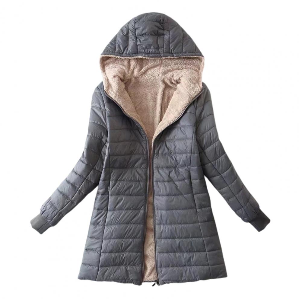 Eva - Dames Lange Winterjas Puffer Waterdicht met Fleecevoering en Capuchon