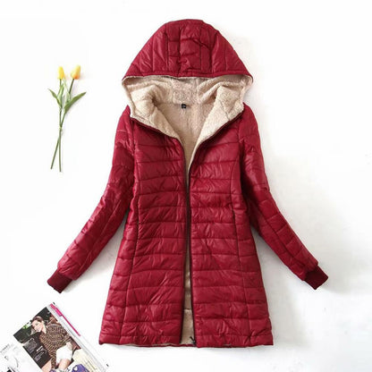 Eva - Dames Lange Winterjas Puffer Waterdicht met Fleecevoering en Capuchon