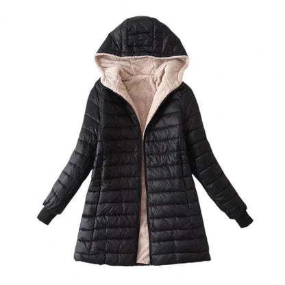 Eva - Dames Lange Winterjas Puffer Waterdicht met Fleecevoering en Capuchon