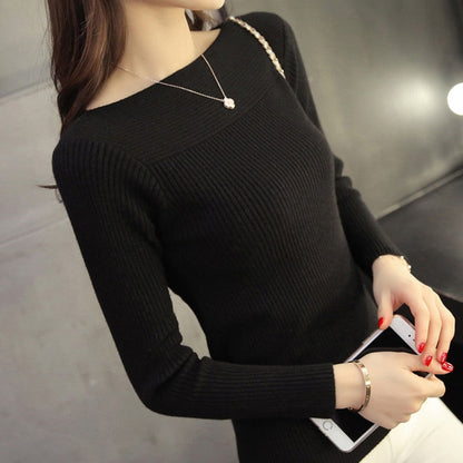 Eva - Dames Longsleeve Top Gebreid Comfort met Boothals en Ribstructuur