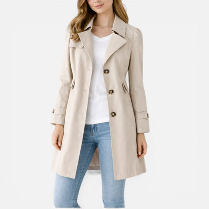 Eva - Dames Trenchcoat Lichtgewicht met Reverskraag en Knoopsluiting