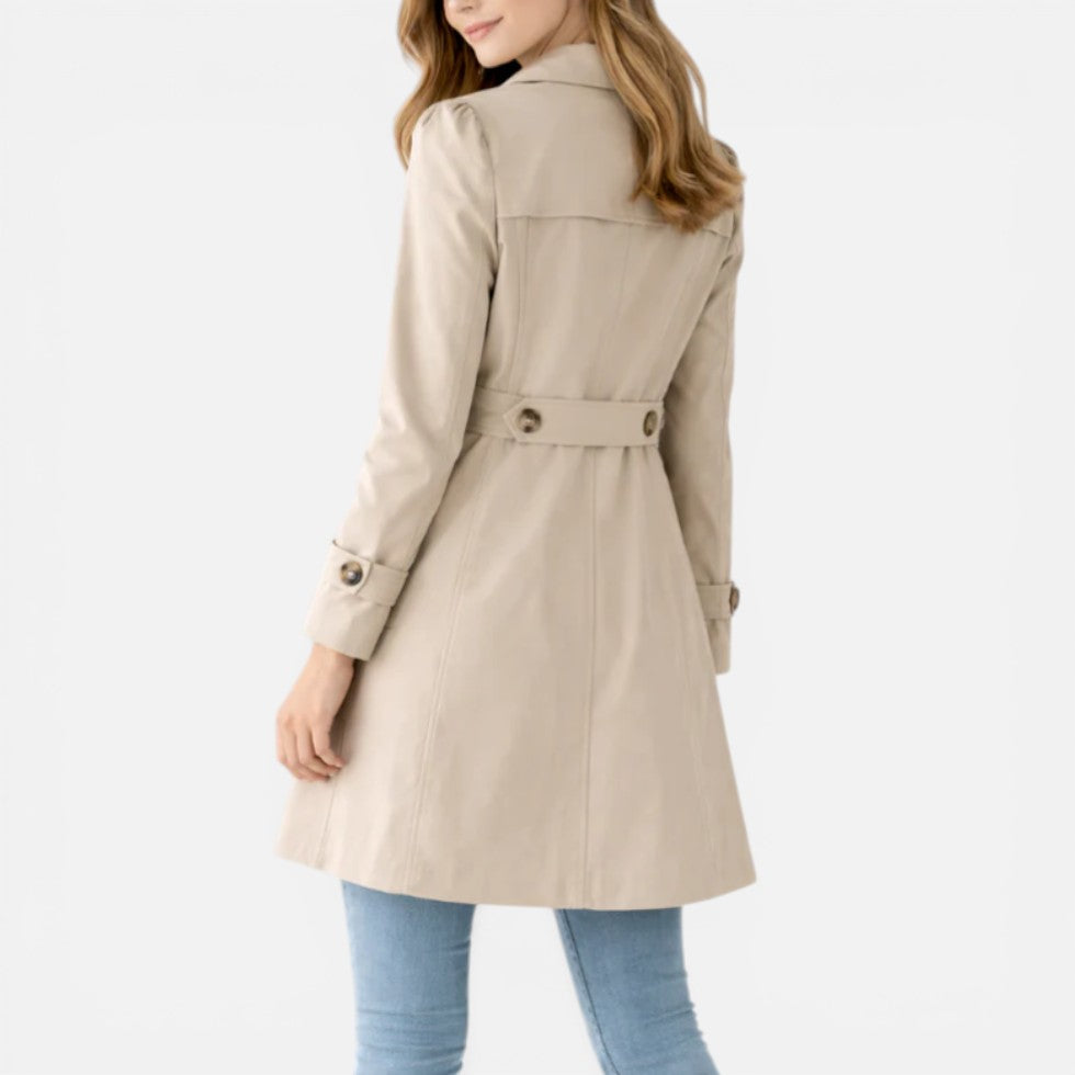 Eva - Dames Trenchcoat Lichtgewicht met Reverskraag en Knoopsluiting