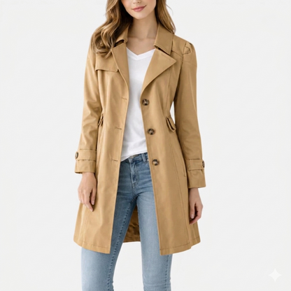 Eva - Dames Trenchcoat Lichtgewicht met Reverskraag en Knoopsluiting