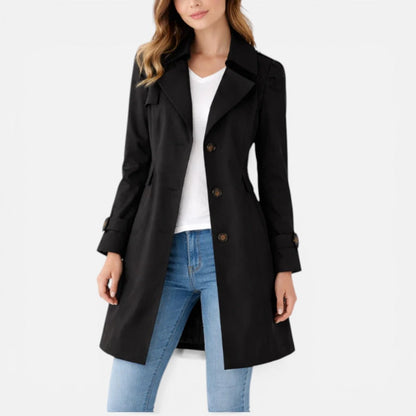 Eva - Dames Trenchcoat Lichtgewicht met Reverskraag en Knoopsluiting