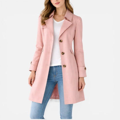 Eva - Dames Trenchcoat Lichtgewicht met Reverskraag en Knoopsluiting