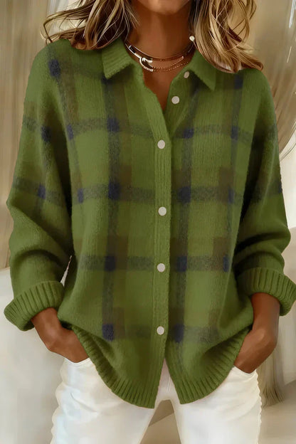 Eva - Dames Vest voor de Herfst met Kraag en Ruitpatroon