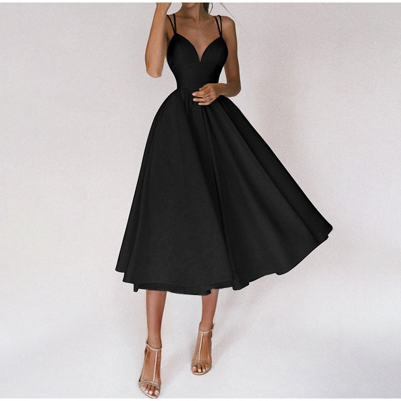 Eva - Elegante Bruiloft Gastenjurk Dames met Hartvormige Hals en Wijde Rok