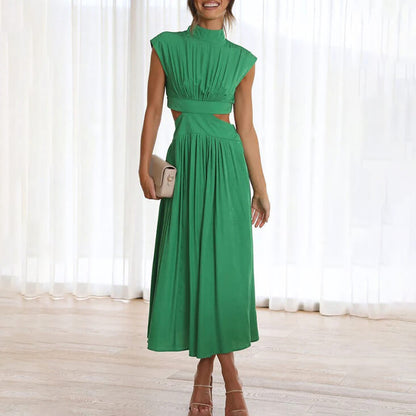 Eva - Feestelijke Bruiloft Gastenjurk Dames met Turtleneck en Cut-Out Taille