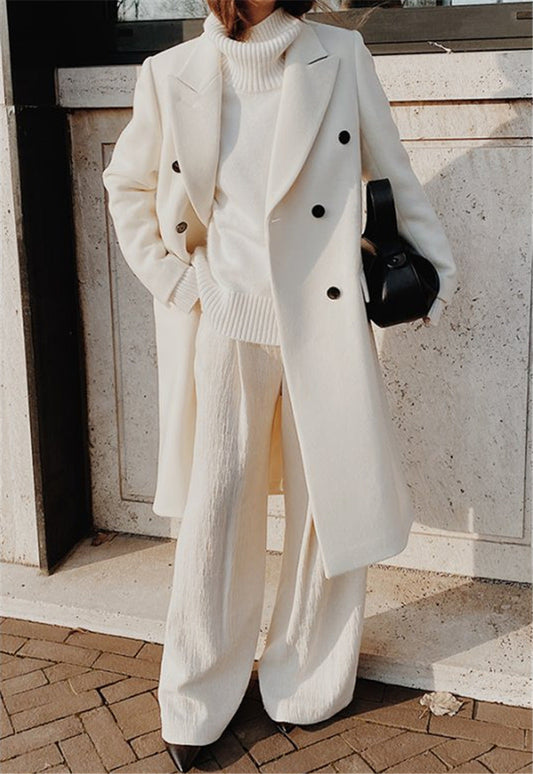 Eva - Lange Dames Trenchcoat voor de Winter met Dubbele Knoopsluiting